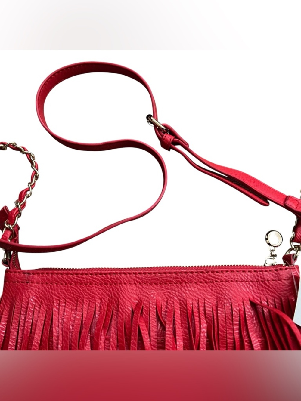 Red Fringe Crossbody Bag Boho Festival Style - Picture 3 of 7